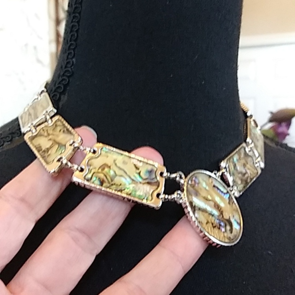 Silver Multi Colored Asymmetrical Stament Necklace - Picture 9 of 17